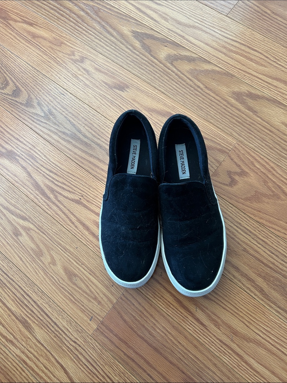Steve Madden Black Suede Slip-On Loafers